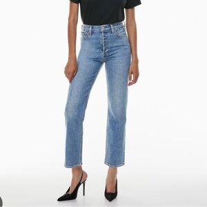 Aritzia Denim Forum The Arlo High Rise Straight Jeans Blue Size 25 Cotton